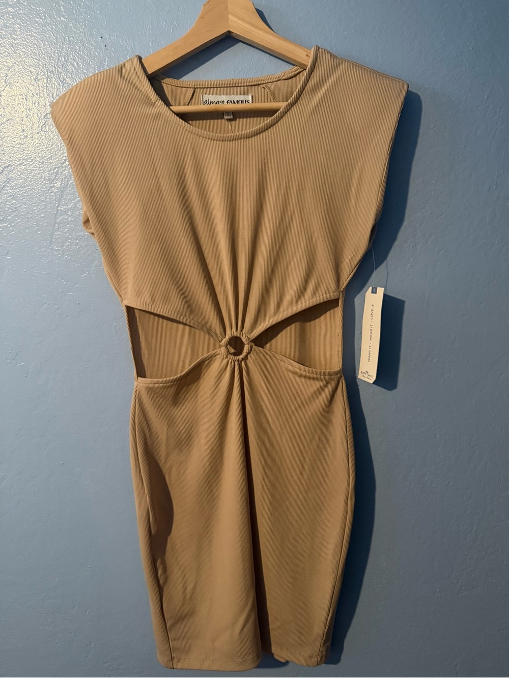 Almost Famous Ring Cutout Bodycon Dress - Taupe